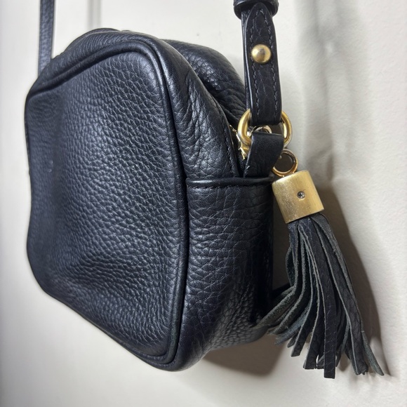 GiGi New York Leather Black Small Crossbody Bag with Tassel - Picture 5 of 7